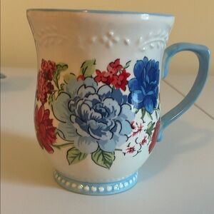 Pioneer Woman Floral Ceramic Mug with Blue Handle